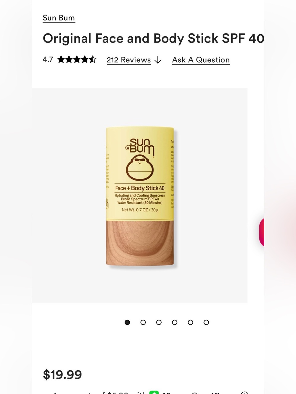 Sun Bum Original Face + Body Stick SPF 40 — Yellow